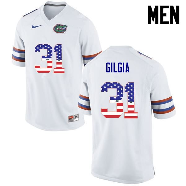 NCAA Florida Gators Anthony Gigla Men's #31 USA Flag Fashion Nike White Stitched Authentic College Football Jersey OYV1064TM